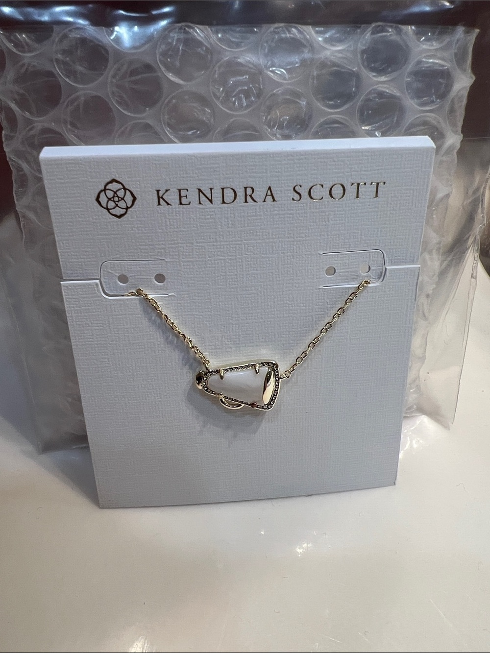 Kendra Scott Gold Necklace with White/Off-White Stone
